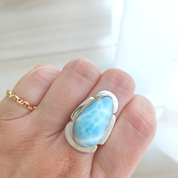 ♡期間限定SALE♡❁Sea blue tear larimar ring silver925❁ハイクオリティラリマー 1枚目の画像