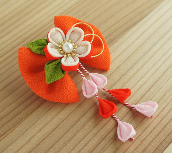 つまみ細工　ちりめん細工　髪飾り　おまけ付きキッズリボン つまみ細工 ちりめん細工 髪飾り おまけ付きキッズリボン