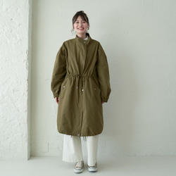 Morino Gakko 輕薄保暖摩登外套（復古卡其色） 棉尼龍塔夫綢外套 第6張的照片