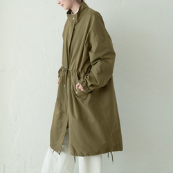 ﾓﾘﾉｶﾞｯｺｳ 軽量で暖かモッズコート (ヴィンテージカーキ) コットンナイロンタフタジャケット 2枚目の画像