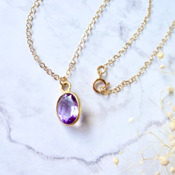 現品のみ！ アメジストの14kgfネックレス 天然石 シンプル ラベンダー