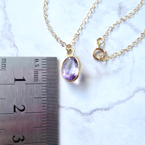 14kgf　ライトアメシスト 現品のみ！ アメジストの14kgfネックレス 天然石 シンプル ラベンダー