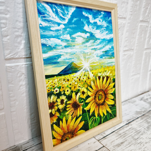 油絵 絵画 【山中湖のひまわり畑】 絵画 ＨＲ 通販｜Creema(クリーマ)