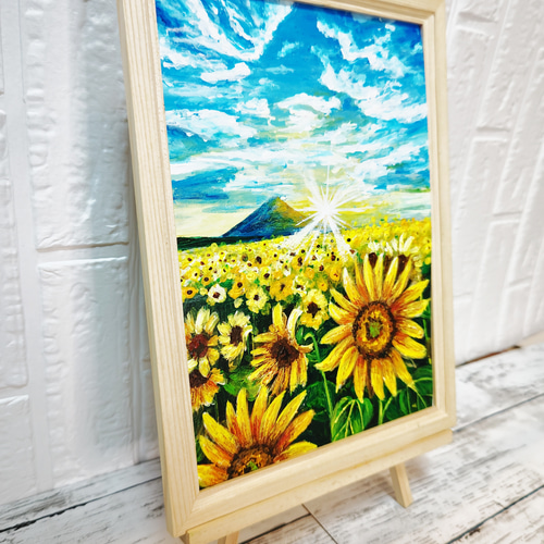 油絵 絵画 【山中湖のひまわり畑】 絵画 HR 通販 14712783｜Creema