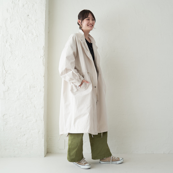 Morino Gakko 輕薄保暖 Mods 外套【復古白】棉質尼龍塔夫綢外套 第10張的照片