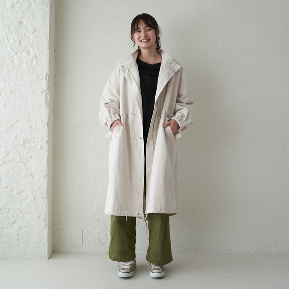 Morino Gakko 輕薄保暖 Mods 外套【復古白】棉質尼龍塔夫綢外套 第8張的照片