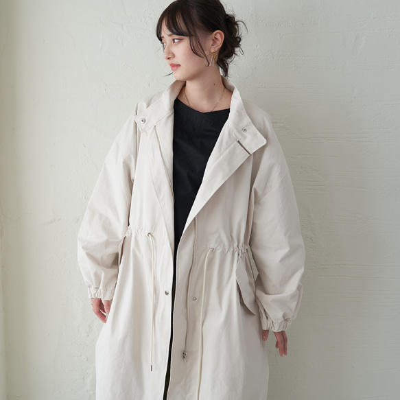 Morino Gakko 輕薄保暖 Mods 外套【復古白】棉質尼龍塔夫綢外套 第1張的照片