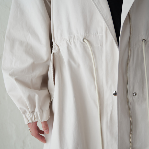 Morino Gakko 輕薄保暖 Mods 外套【復古白】棉質尼龍塔夫綢外套 第17張的照片