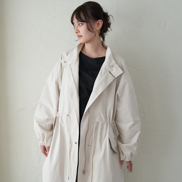 Morino Gakko 輕薄保暖 Mods 外套【復古白】棉質尼龍塔夫綢外套 第15張的照片
