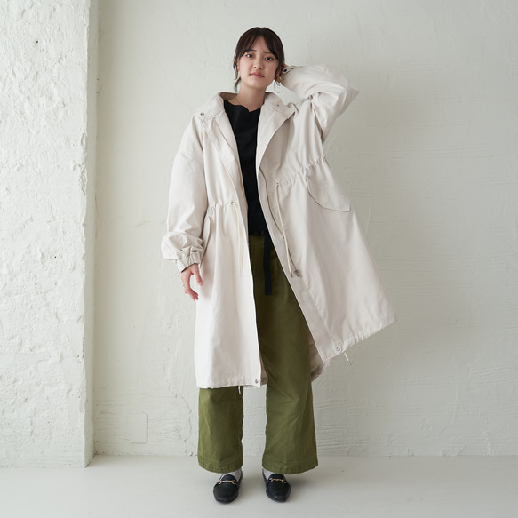 Morino Gakko 輕薄保暖 Mods 外套【復古白】棉質尼龍塔夫綢外套 第4張的照片