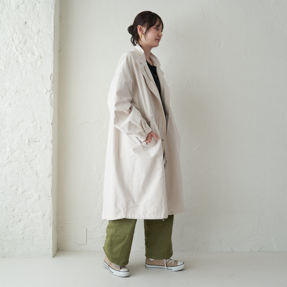 Morino Gakko 輕薄保暖 Mods 外套【復古白】棉質尼龍塔夫綢外套 第3張的照片