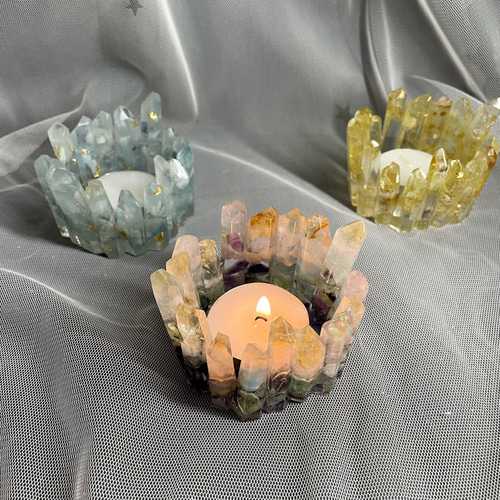 水晶　キャンドルスタンド 手作り】天然エネルギークリスタルキャンドルホルダー/無料