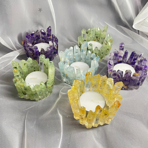 手作り】天然エネルギークリスタルキャンドルホルダー/無料