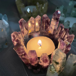 手作り】天然エネルギークリスタルキャンドルホルダー/無料ティー