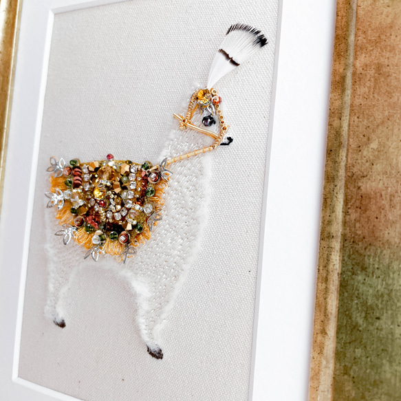 【Alpaca】羊駝 -礦石 立體刺繡畫 第1張的照片