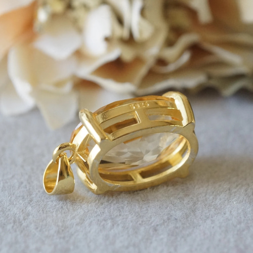 11月誕生石 再販 シトリン ペンダントトップ 18kゴールドプレーテド