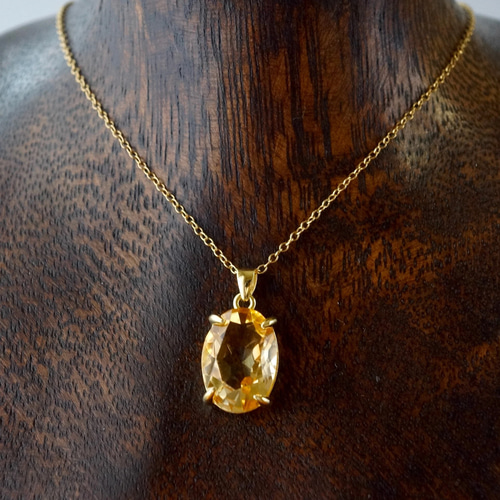 11月誕生石 再販x2 シトリン ペンダントトップ 18kgp シルバー925