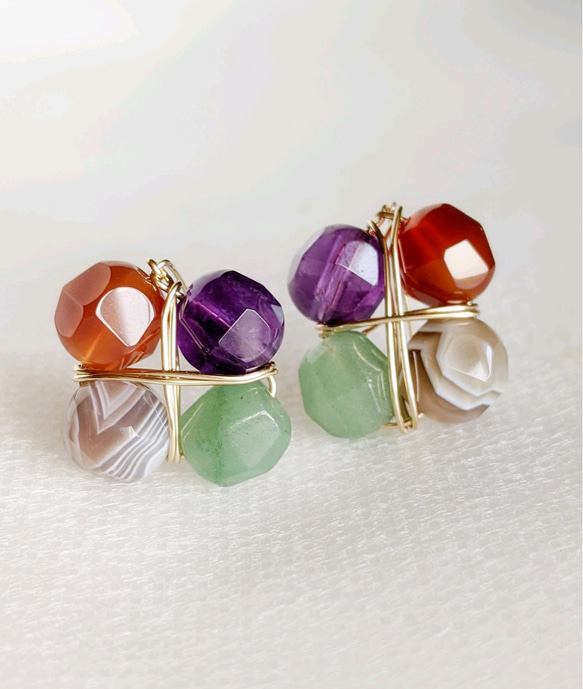 14kgf Colorful natural stone * iro * 天然石色あそび *　ピアスorイヤリング 4枚目の画像