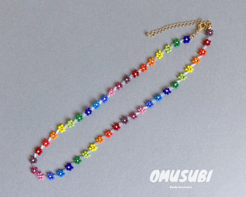RUMCHE フラワービーズ　ネックレス 大人カラー】フラワービーズネックレス | chiyo