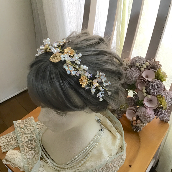 【 headdress 】カチューシャ　ヘッドドレス　成人式　ウエディング　ブライダル　結婚式442 6枚目の画像