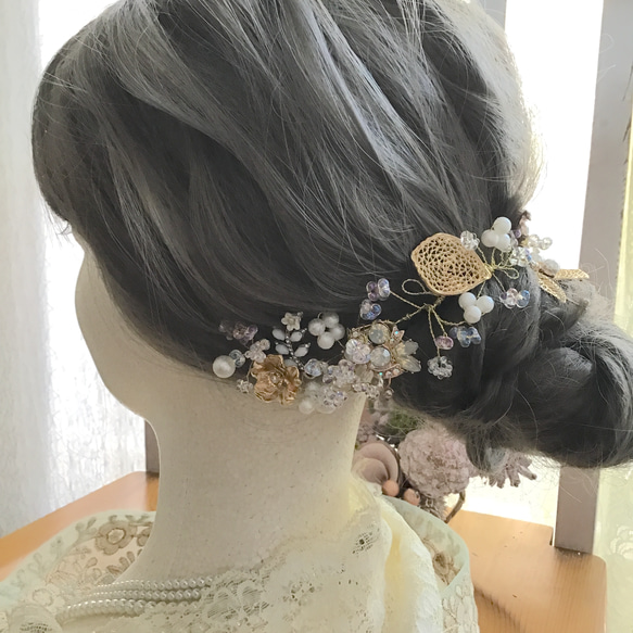 【 headdress 】カチューシャ　ヘッドドレス　成人式　ウエディング　ブライダル　結婚式442 2枚目の画像