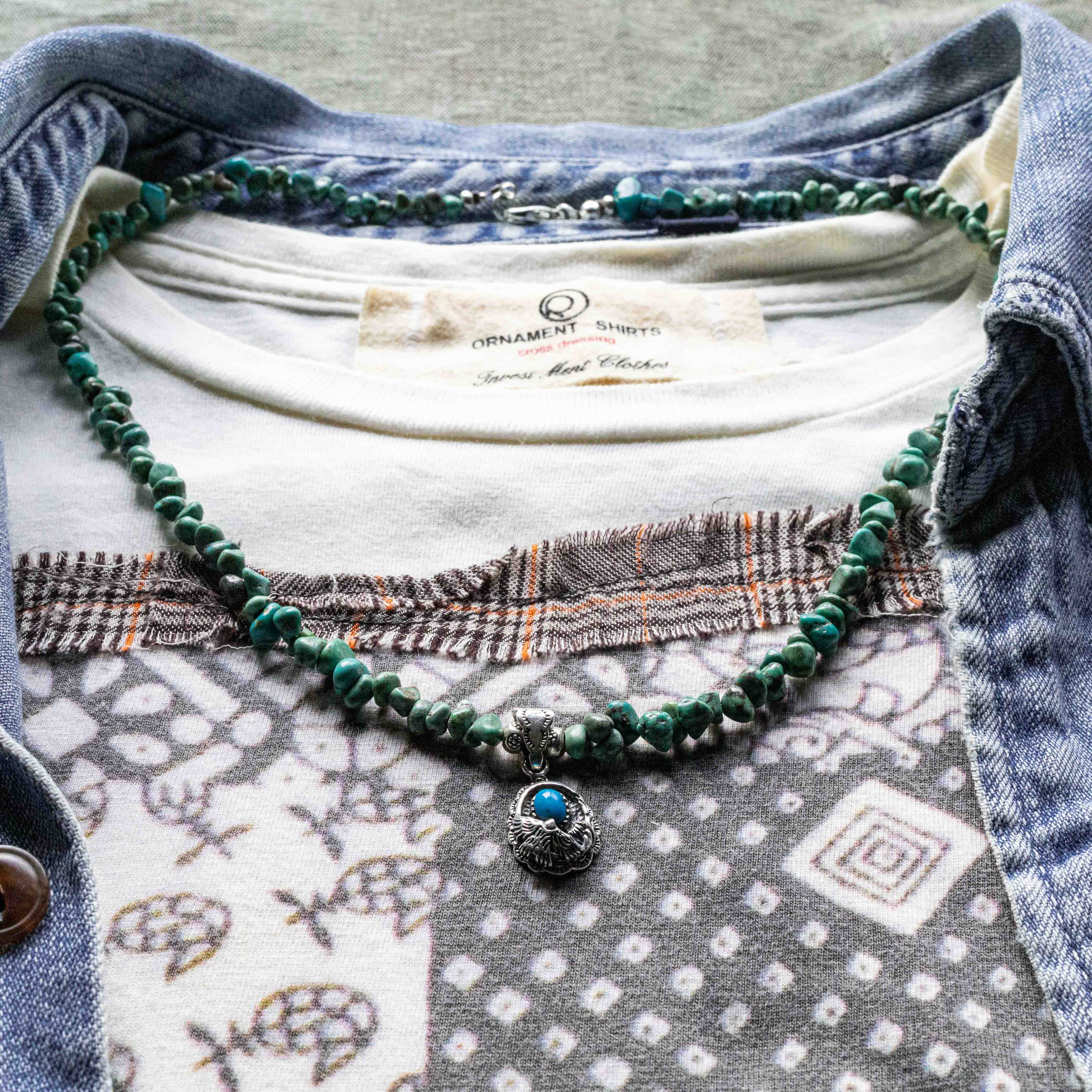 *szare turquoise&silver925 charmネックレス