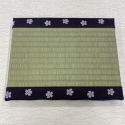 熊本県産畳表使用　ミニ畳　縁：黒桜 1枚目の画像