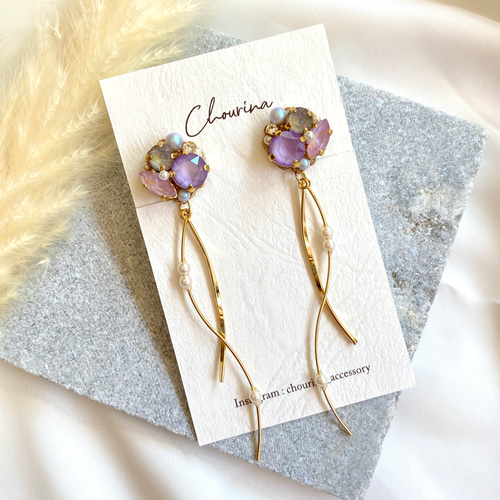 Cornu のビジューピンクピアス アクセサリー