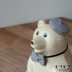 しろくま貯金箱のお正月仕度｜鏡餅とみかん帽子＆チェックマフラーの