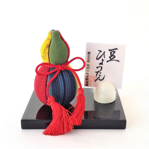 塩沢織木目込み人形（縁起飾り）豆ひょうたんC（正面：緑・青） その他
