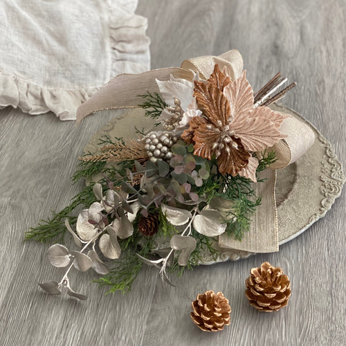 早割クリスマス2022】大人シックな クリスマス スワッグ（ブラウン