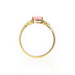 粉紅碧璽和鑽石 K18 戒指橢圓形切割 ~Ello Ulmia~ 十月生日石 第9張的照片