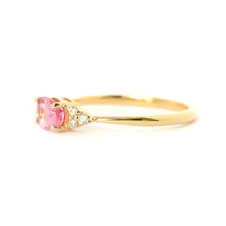 粉紅碧璽和鑽石 K18 戒指橢圓形切割 ~Ello Ulmia~ 十月生日石 第7張的照片