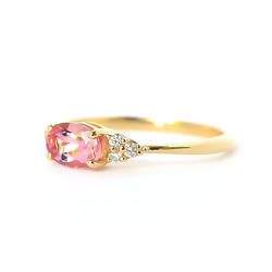 粉紅碧璽和鑽石 K18 戒指橢圓形切割 ~Ello Ulmia~ 十月生日石 第6張的照片