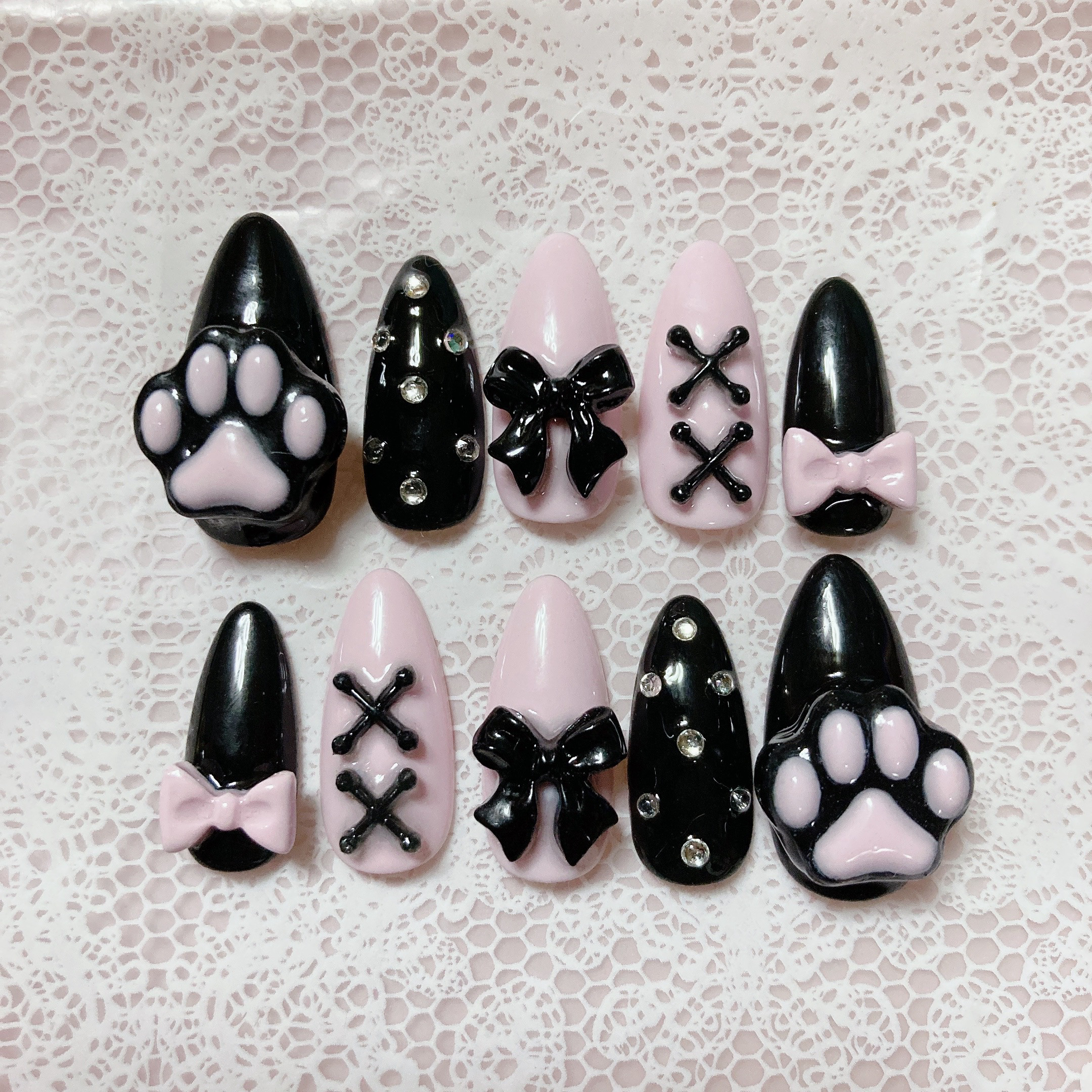 ぷっくり　貝殻ネイル　ねこ　肉球　ネイルチップ　オーダー　リボン 0_ce89f355eeec62c8955132a4884b