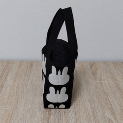 聖書＆讃美歌用 ミニトートバッグ ウサギ　ブラック mini tote bag rabbit black 3枚目の画像