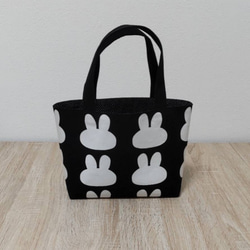聖書＆讃美歌用 ミニトートバッグ ウサギ　ブラック mini tote bag rabbit black 1枚目の画像
