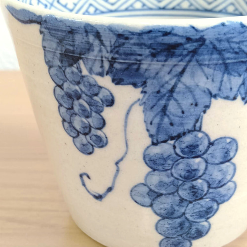 手描きの絵付け]染付ぶどう文そば猪口 おちょこ・ぐい呑み・徳利