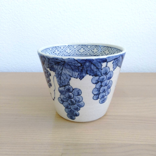 手描きの絵付け]染付ぶどう文そば猪口 おちょこ・ぐい呑み・徳利