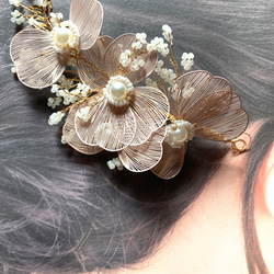 メタルピンク髪飾り　花嫁ヘア　成人式髪 8枚目の画像
