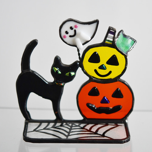 ステンドグラス ハロウィン 黒ネコさんも一緒に♪ その他