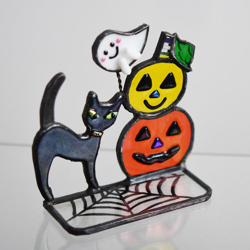 ステンドグラス ハロウィン 黒ネコさんも一緒に♪ その他インテリア
