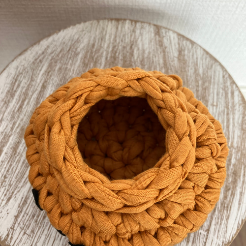 おうちでハロウィン かぼちゃ 小物入れ ズパゲッティ Tシャツヤーン  