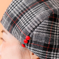 【受注制作】グレー チェック ベレー帽 帽子 秋冬 冬 グレンチェック おしゃれ 大きい 小さい レディース 8枚目の画像