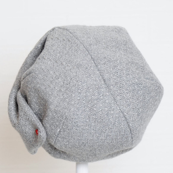 【新作】グレーウールのリボンベレー 冬のベレー帽 ウールのベレー帽 5枚目の画像