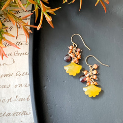 Creema限定】14kgf*実りの秋の銀杏ピアス／イヤリング*天然石 ピアス