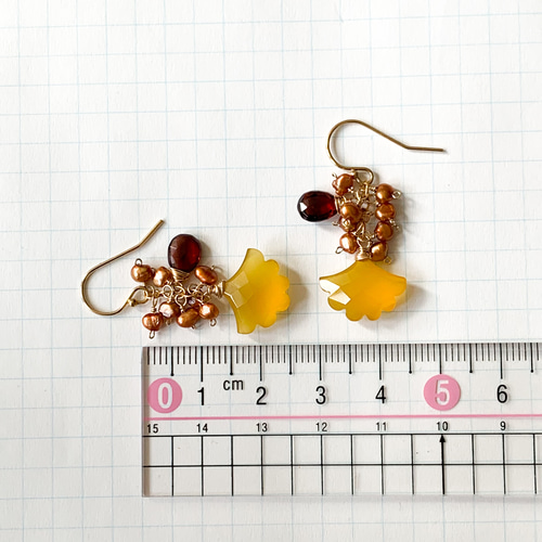 14kgf 天然石　*ルース品質* アンデシン　一粒　ピアス　イヤリング Creema限定】14kgf*実りの秋の銀杏ピアス／イヤリング*天然石 ピアス