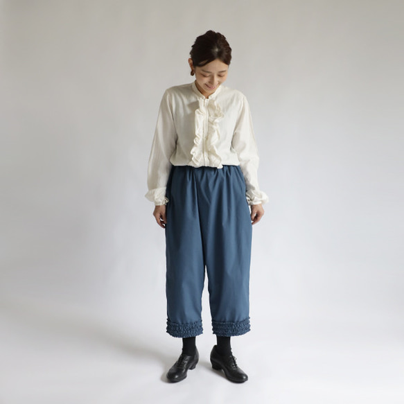 ラスト1 秋装いSALE 84cm丈 小花フリル裾パンツ