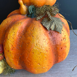 Creema限定・一点物【ハーベストハロウィン】大きなサイズのかぼちゃオーナメント 4枚目の画像