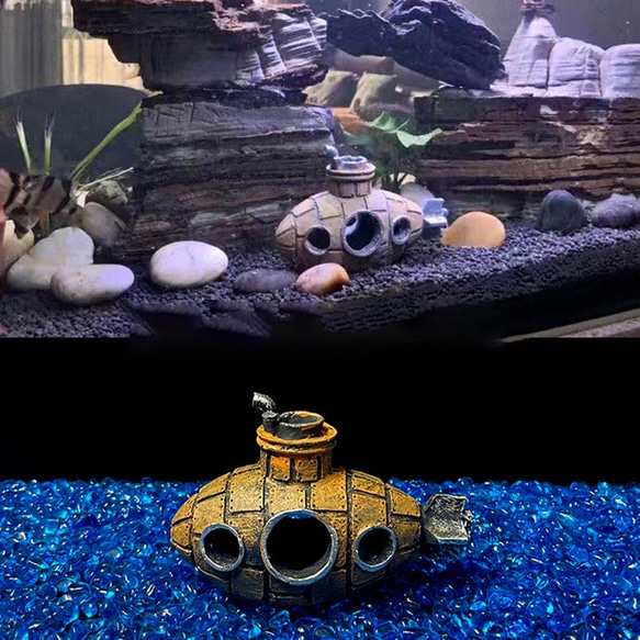 潜水艦　サルベージ部品　中古 ヴィンテージ水族館の装飾 古い潜水艦の装飾、人工樹脂 海底の風景の